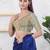 Women's shifli padded back open elbow sleeves saree blouse