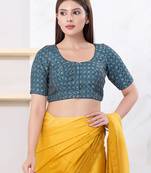 Women's art silk padded front open elbow sleeves saree blouse