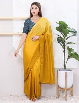 Women's art silk padded front open elbow sleeves saree blouse 5