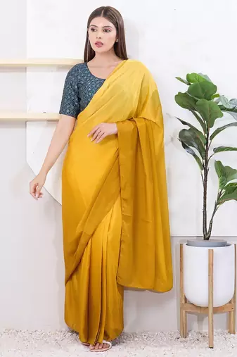 Women's art silk padded front open elbow sleeves saree blouse