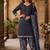 Blue printed cotton blend stitched geometric print salwar kurta dupatta for women