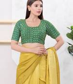 Women's art silk padded front open elbow sleeves saree blouse