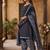 Blue printed cotton blend stitched geometric print salwar kurta dupatta for women