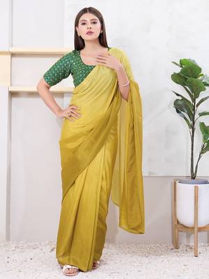 Women's art silk padded front open elbow sleeves saree blouse 5