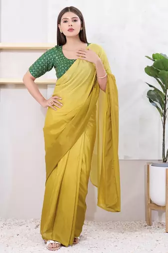 Women's art silk padded front open elbow sleeves saree blouse