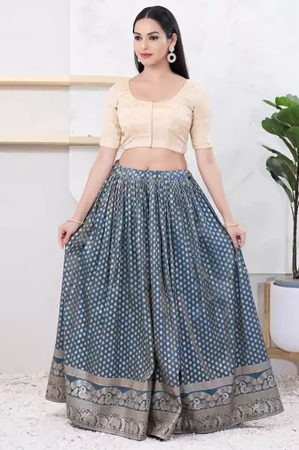 Women's tissue padded front open elbow sleeves saree blouse