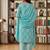Blue printed cotton blend stitched floral print salwar kurta dupatta for women