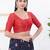 Women's tissue padded front open elbow sleeves saree blouse