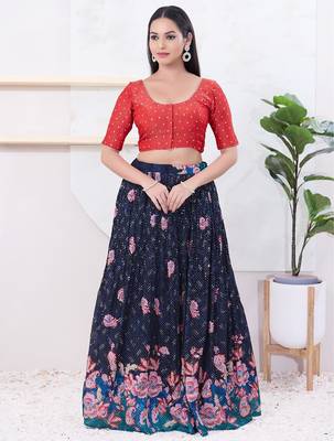 Women's tissue padded front open elbow sleeves saree blouse 5