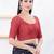 Women's tissue padded front open elbow sleeves saree blouse
