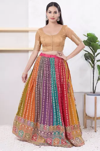 Women's brocade padded front open elbow sleeves saree blouse