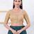 Women's brocade padded front open elbow sleeves saree blouse