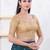Women's brocade padded front open elbow sleeves saree blouse