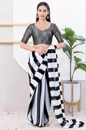 Women's shimmer padded front open elbow sleeves saree blouse