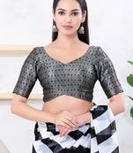 Women's tissue padded back open elbow sleeves saree blouse