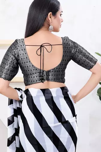 Women's tissue padded back open elbow sleeves saree blouse