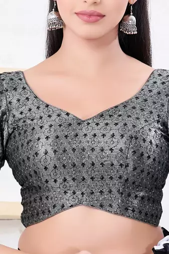 Women's tissue padded back open elbow sleeves saree blouse