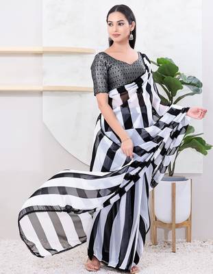 Women's tissue padded back open elbow sleeves saree blouse 5