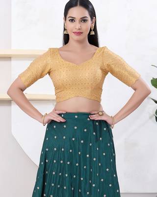 Women's tissue padded back open elbow sleeves saree blouse 1