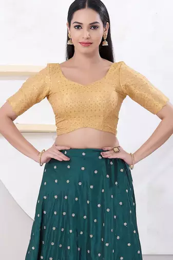 Women's tissue padded back open elbow sleeves saree blouse