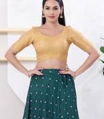 Women's tissue padded back open elbow sleeves saree blouse