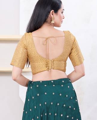 Women's tissue padded back open elbow sleeves saree blouse 2