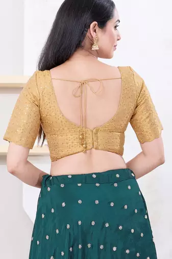 Women's tissue padded back open elbow sleeves saree blouse