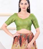 Women's tissue padded back open elbow sleeves saree blouse