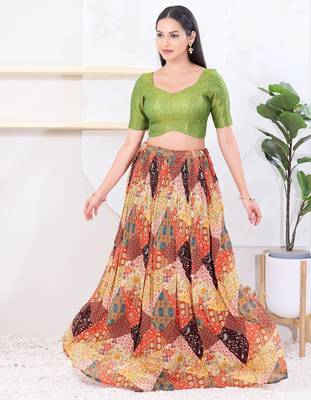 Women's tissue padded back open elbow sleeves saree blouse 5