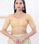 Women's tissue padded back open elbow sleeves saree blouse