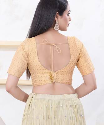 Women's tissue padded back open elbow sleeves saree blouse 2