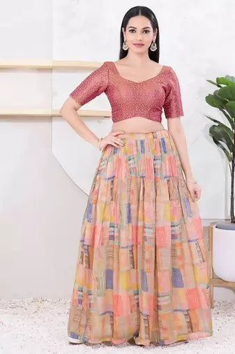 Women's tissue padded back open elbow sleeves saree blouse