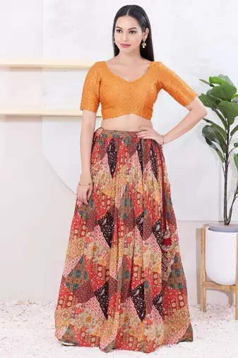 Women's tissue padded back open elbow sleeves saree blouse