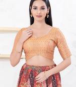 Women's tissue padded back open elbow sleeves saree blouse