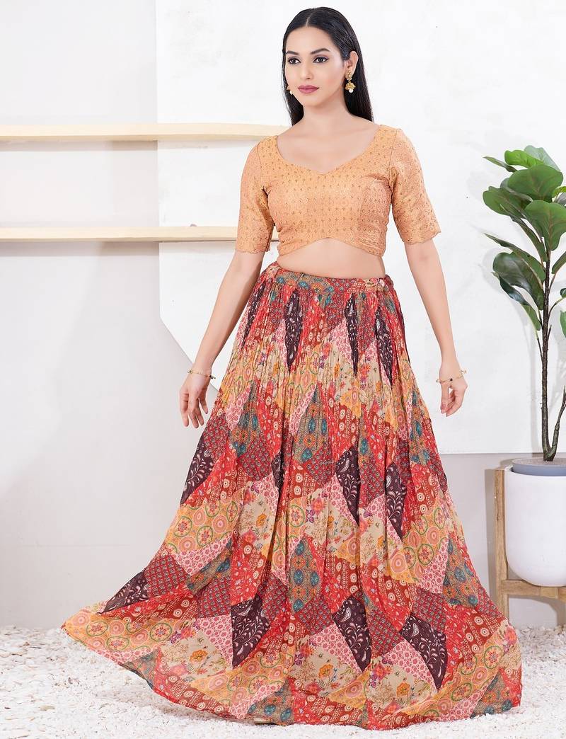 Women's tissue padded back open elbow sleeves saree blouse