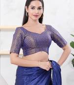 Women's tissue padded back open elbow sleeves saree blouse