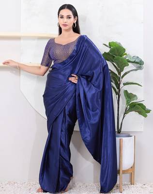 Women's tissue padded back open elbow sleeves saree blouse 5