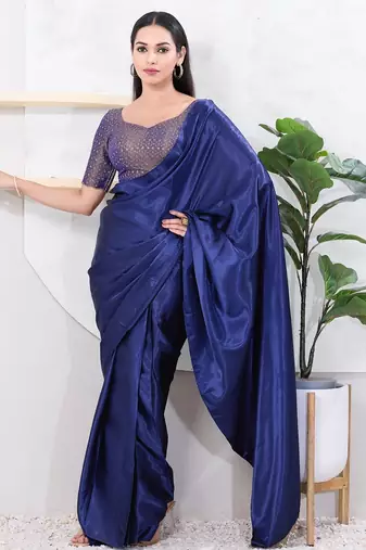 Women's tissue padded back open elbow sleeves saree blouse