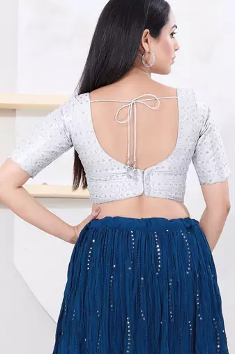 Women's tissue padded back open elbow sleeves saree blouse