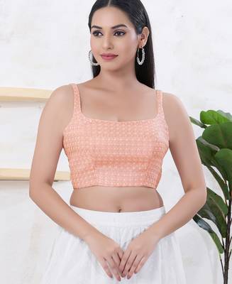 Women's shifli padded back open sleeveless saree blouse 1