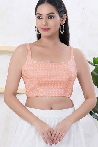 Women's shifli padded back open sleeveless saree blouse