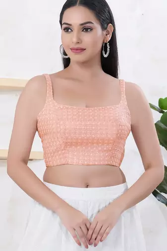 Women's shifli padded back open sleeveless saree blouse