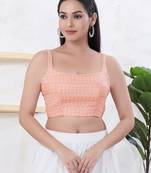 Women's shifli padded back open sleeveless saree blouse