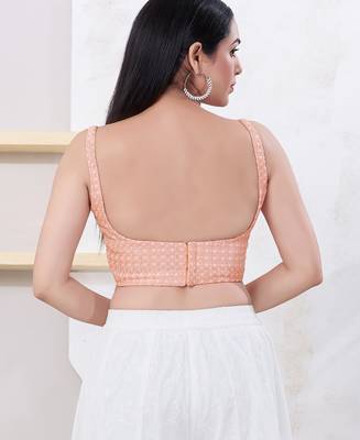 Women's shifli padded back open sleeveless saree blouse 2