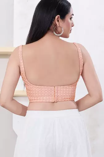 Women's shifli padded back open sleeveless saree blouse