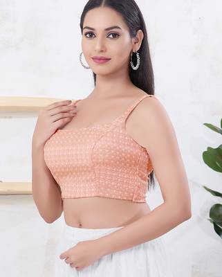 Women's shifli padded back open sleeveless saree blouse 3