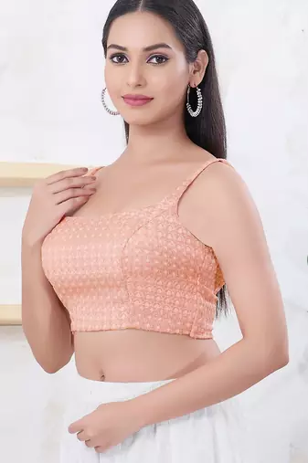 Women's shifli padded back open sleeveless saree blouse