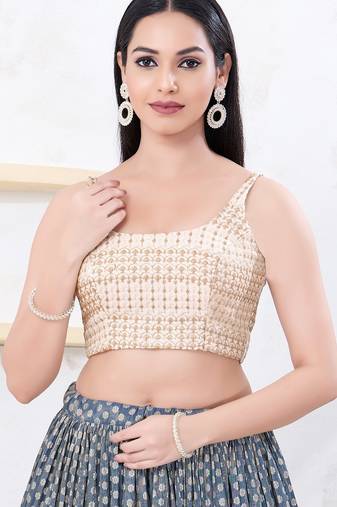Women's shifli padded back open sleeveless saree blouse