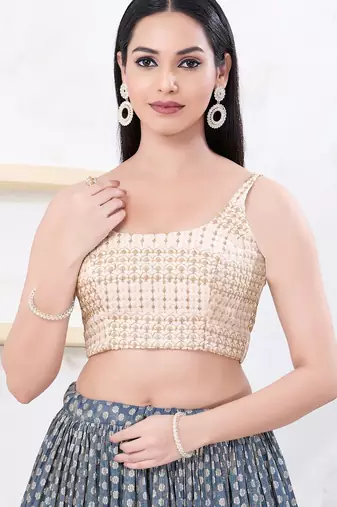Women's shifli padded back open sleeveless saree blouse