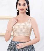 Women's shifli padded back open sleeveless saree blouse